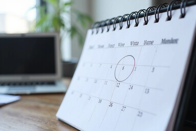 A calendar with a marked date, symbolizing a notice period for changes to terms and conditions